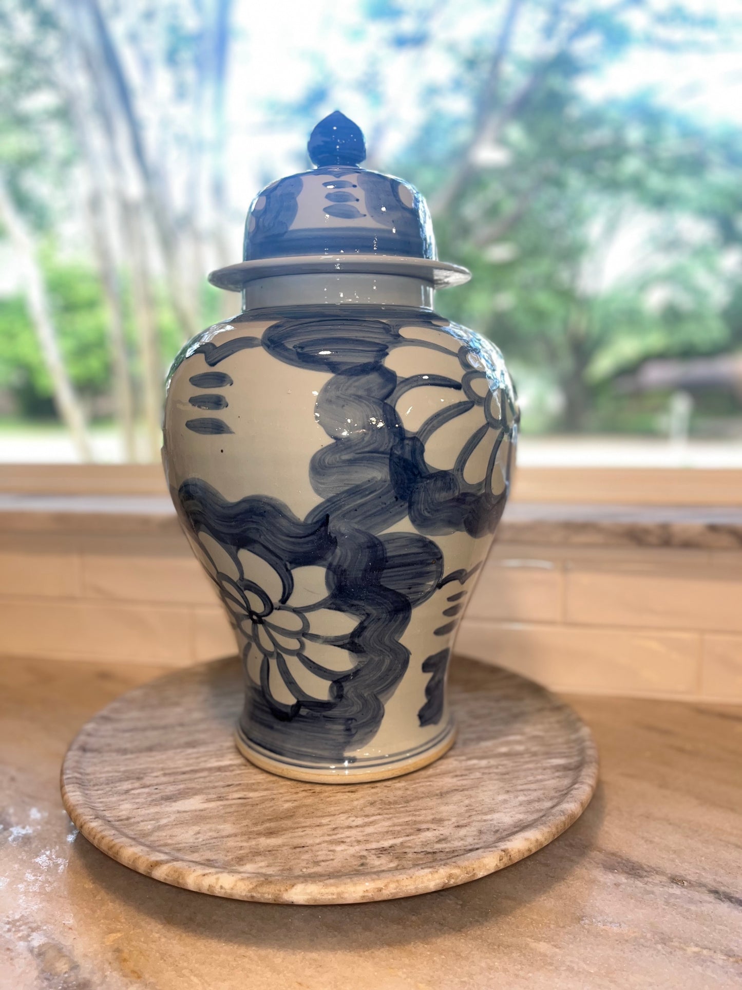 Water Color Blue Ginger Jar
