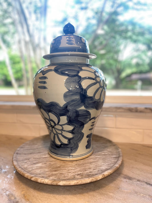 Water Color Blue Ginger Jar