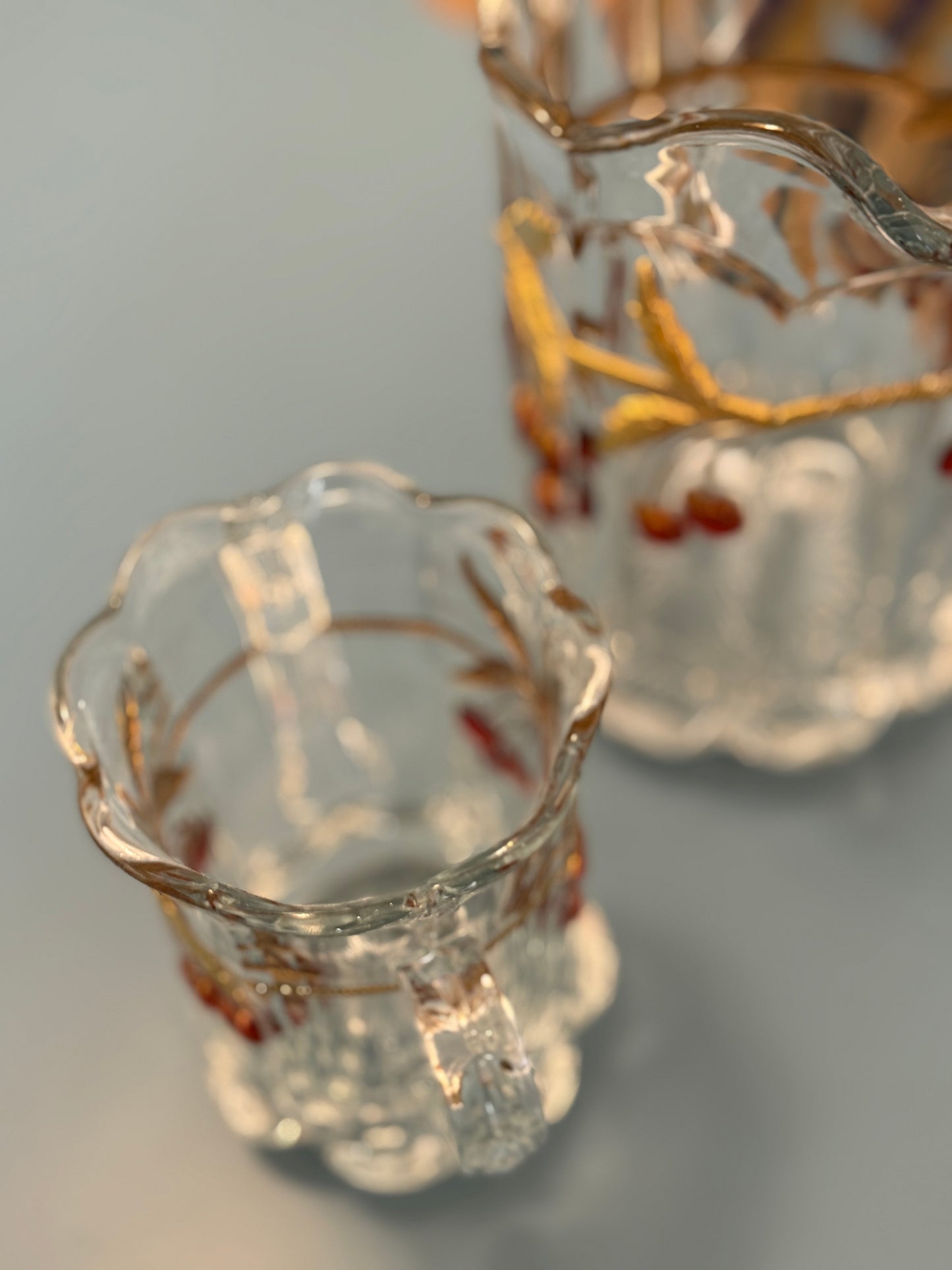 Cherry Glass Pitcher and Vase