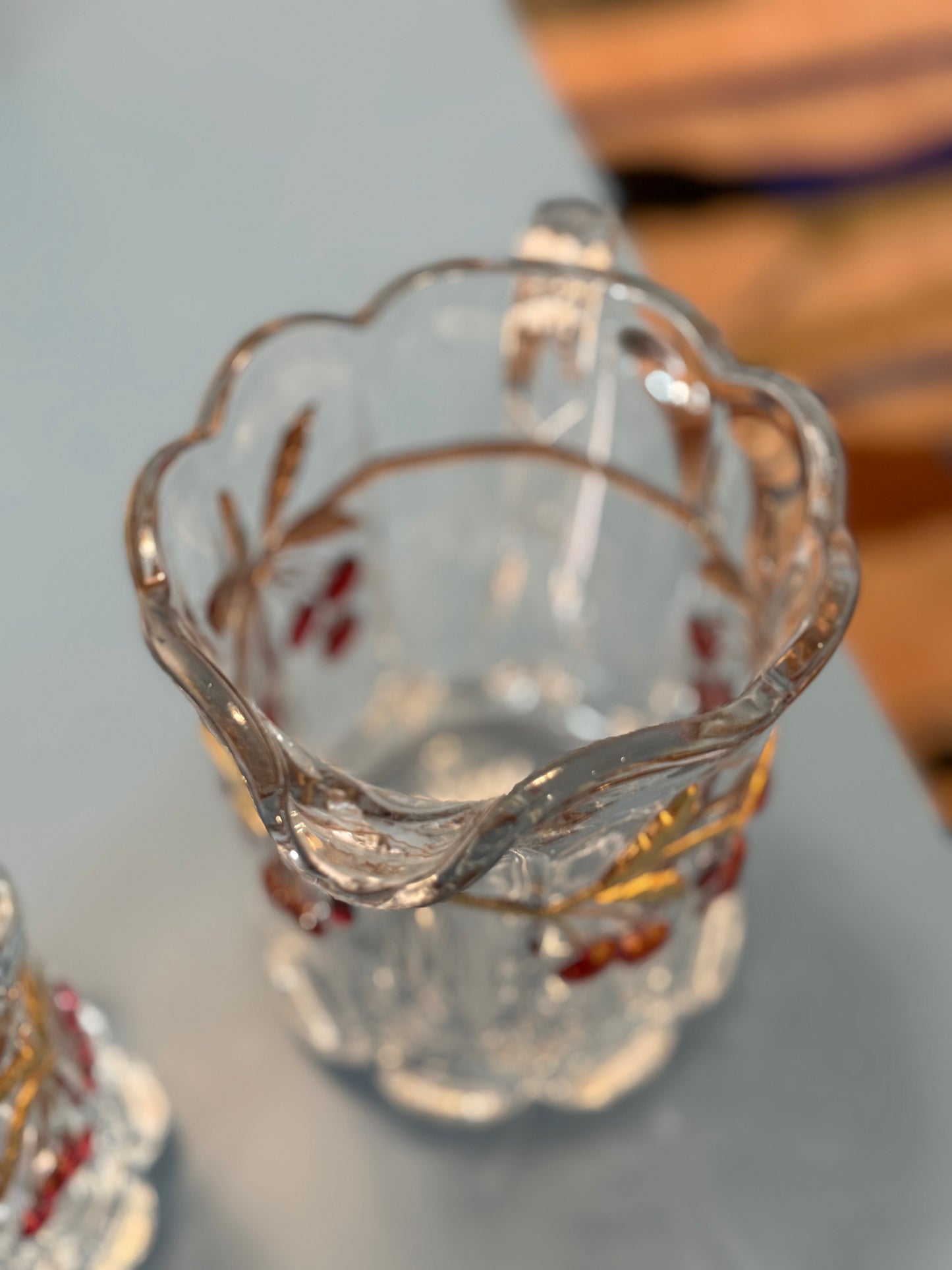 Cherry Glass Pitcher and Vase