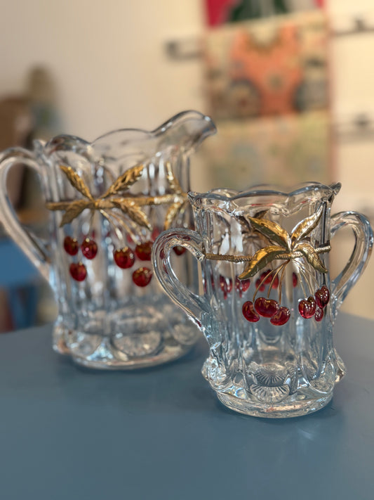 Cherry Glass Pitcher and Vase