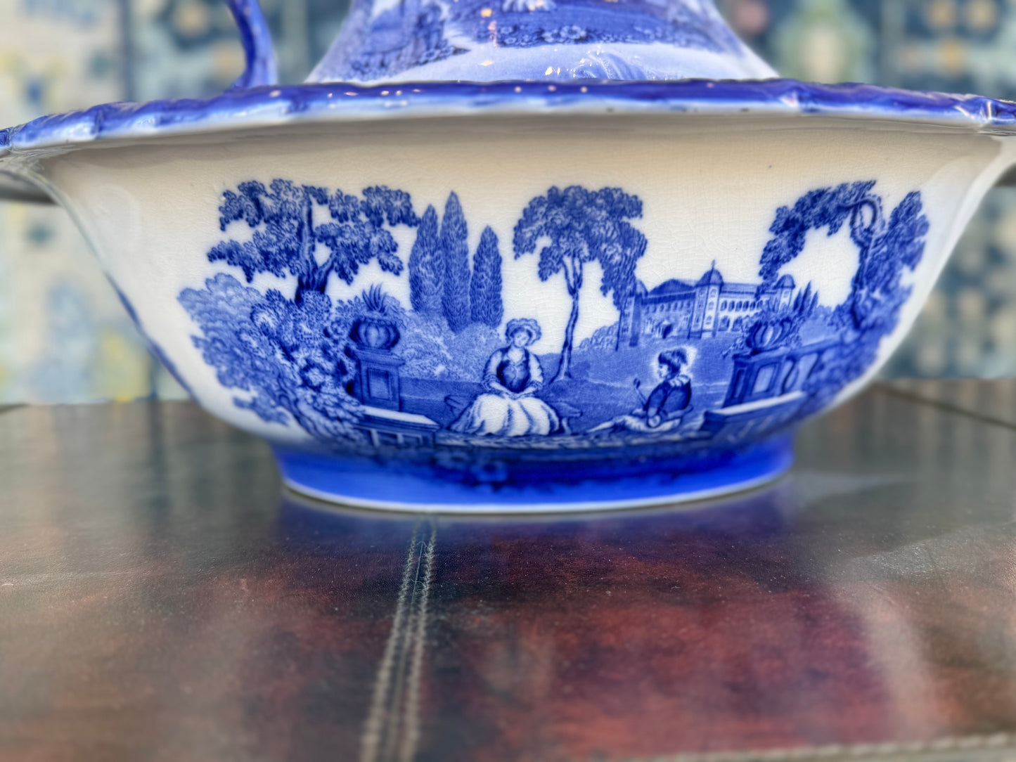 Staffordshire Flow Blue Pitcher & Wash Basin