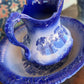 Staffordshire Flow Blue Pitcher & Wash Basin