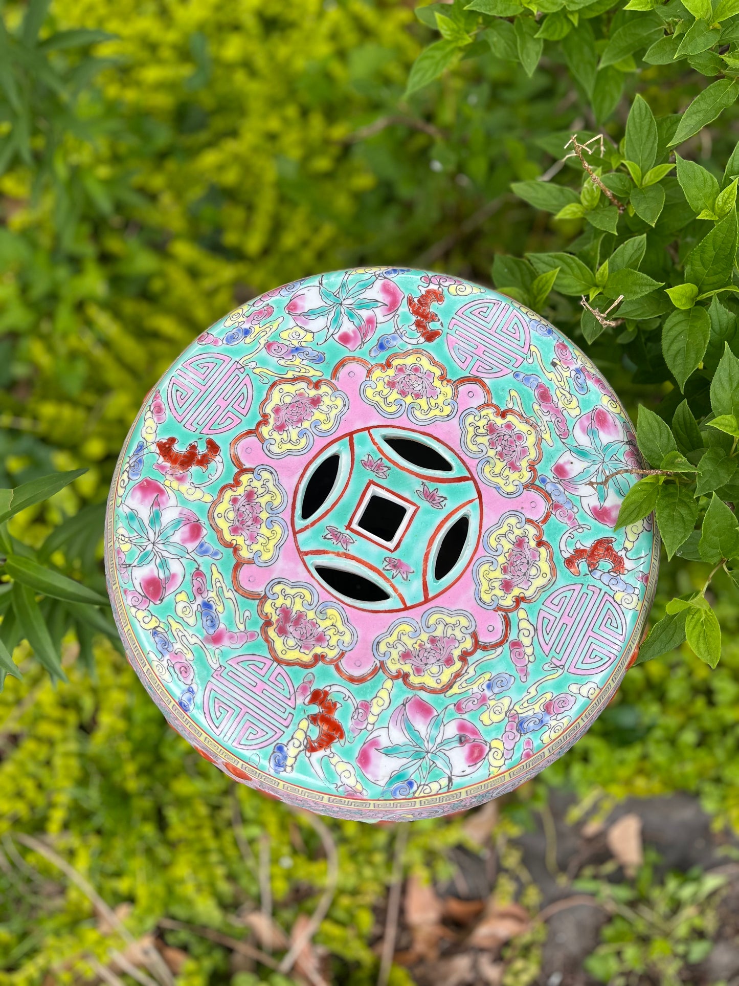 Famille Rose Hand painted Reproduction Garden Stool