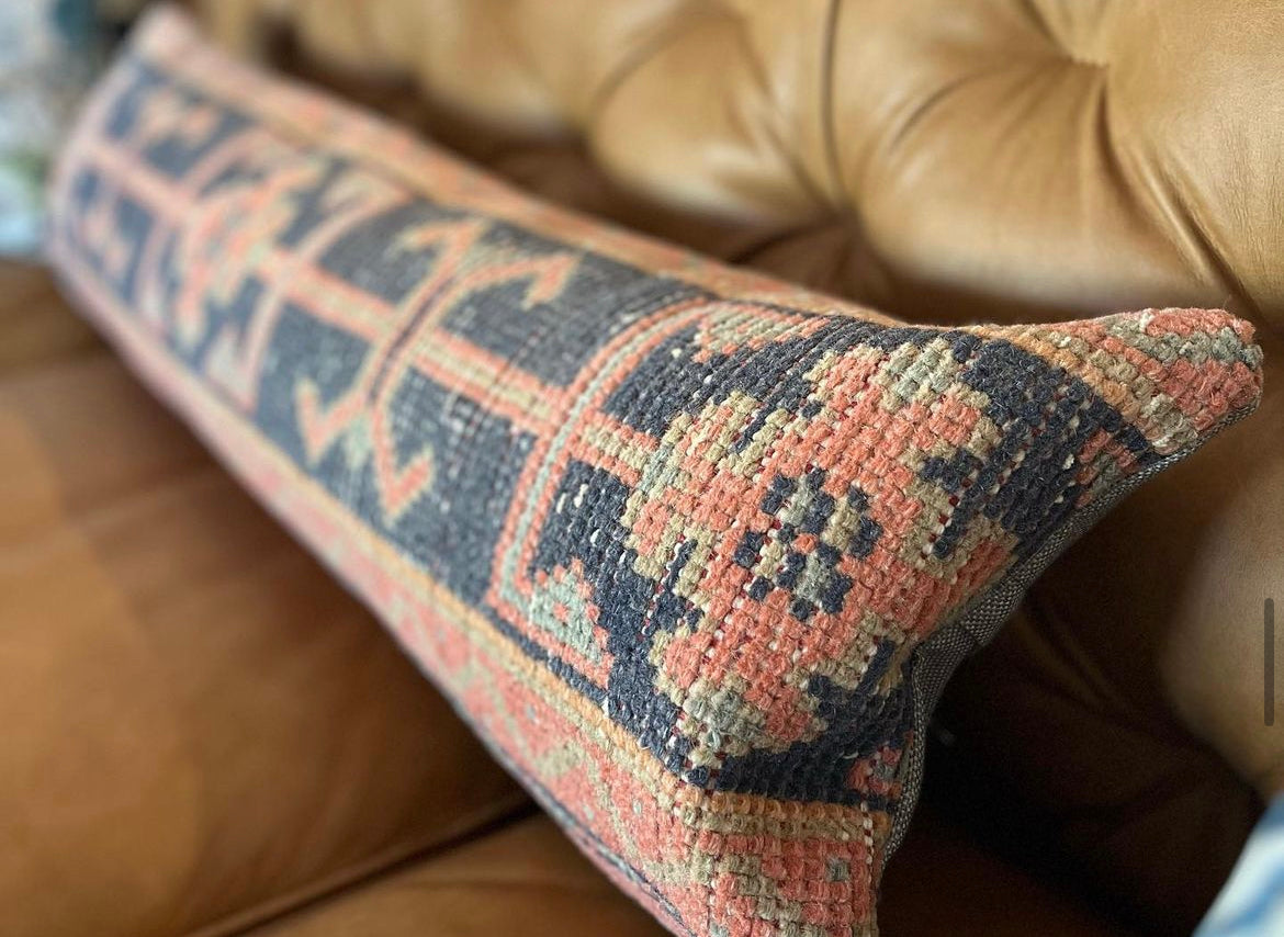 Vintage Turkish Patchwork Lumbar Pillow